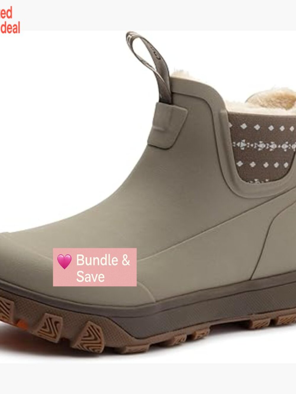 Women's Waterproof Sherpa Ankle Boots, Slip-On, Fleece Lined, EVA Sole